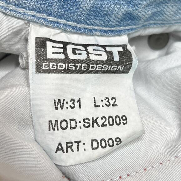 EGST Egoiste Design Low Rise Embroidered Distressed Jeans Light Wash Denim Euro - Picture 5 of 12